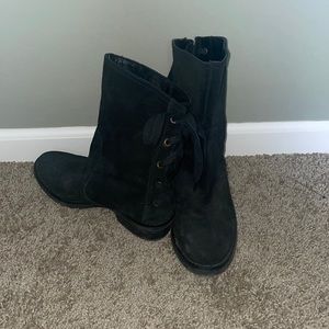 Black Nine West faux suede shoes with ties